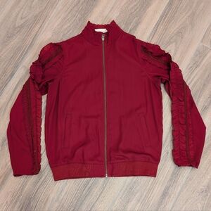 Treasure & Bond Ruffle Sleeve Bomber Jacket